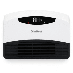 Product-Only Image (Square, White Background) → A clean close-up front view of the unit, clearly showing the digital touch panel for easy control. Perfectly represents a Quiet Bathroom Wall Heater with Safety Shut-Off, highlighting its slim and modern design for compact spaces.