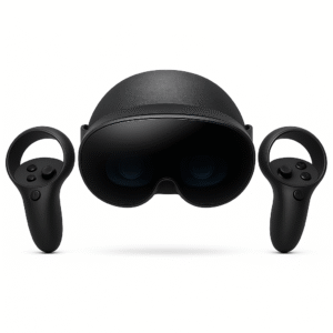 Product-only image of Meta Quest Pro headset with controllers, clean front view, shown as the best mixed reality headset for work and productivity.