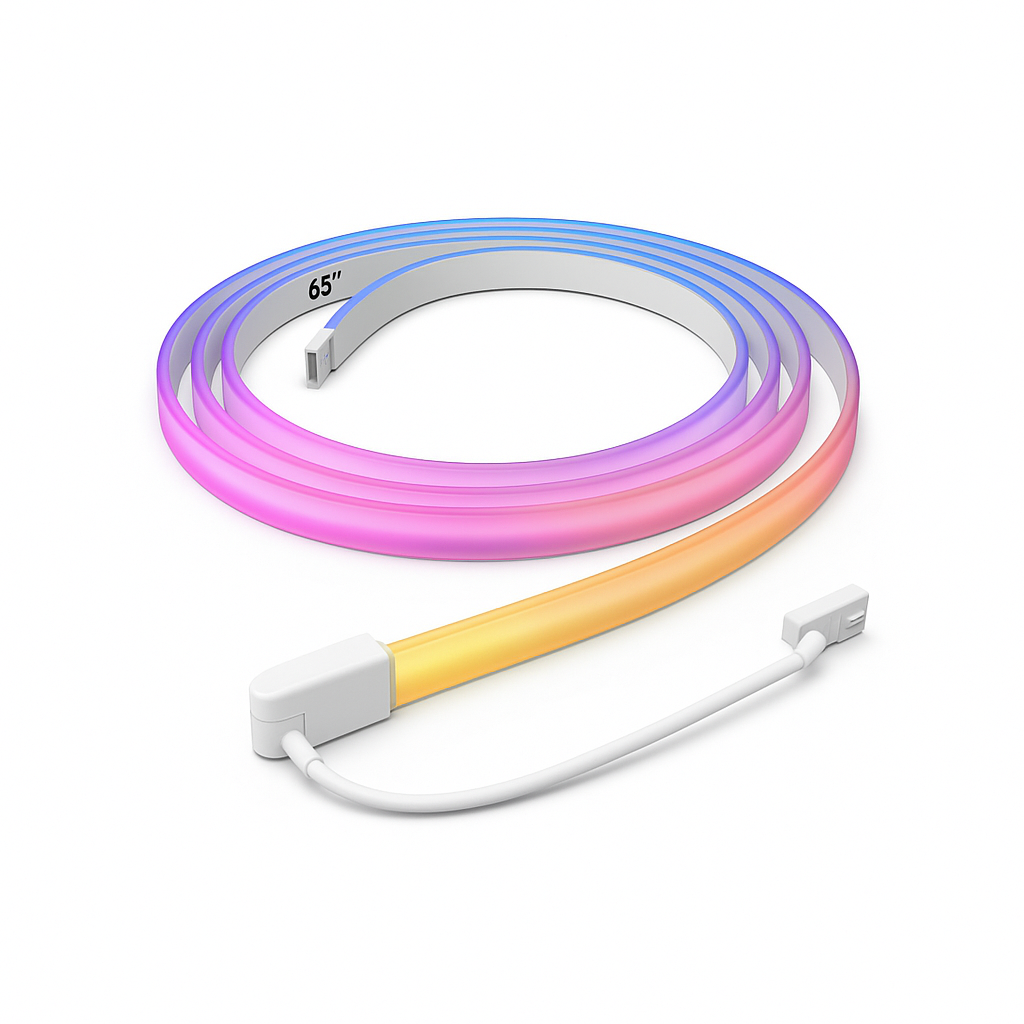 Product-Only Image (Square, White Background) Coiled 65 inch Hue Lightstrip with connectors shown.