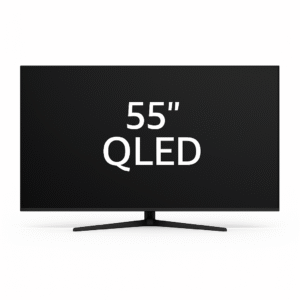 Product-Only Image (Square, White Background) Slim-bezel 55 inch QLED TV front view.
