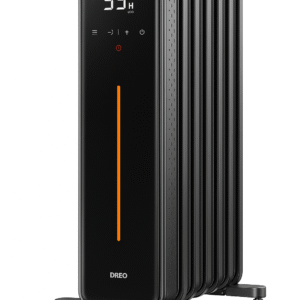 Product-Only Image (Square, White Background) Straight-on front view of heater with LED thermostat.