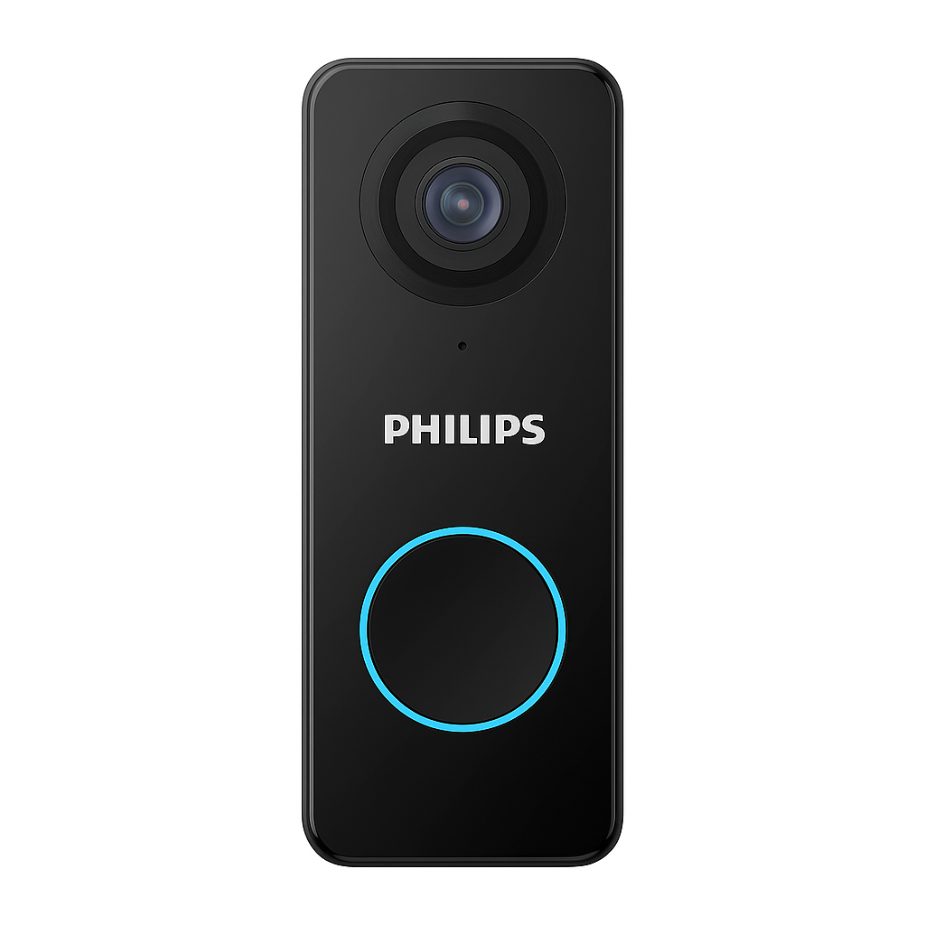 Product-Only Image (Square, White Background) → Clean front-facing shot of the doorbell, showcasing its sleek design as an affordable wireless smart doorbell with 2K camera.
