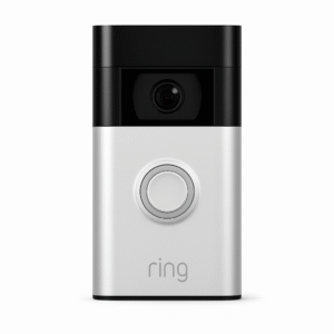 Product-Only Image (Square, White Background) → Clean shot of the Ring Battery Doorbell, showcasing its camera lens and button as one of the best wireless video doorbells for renters 2025